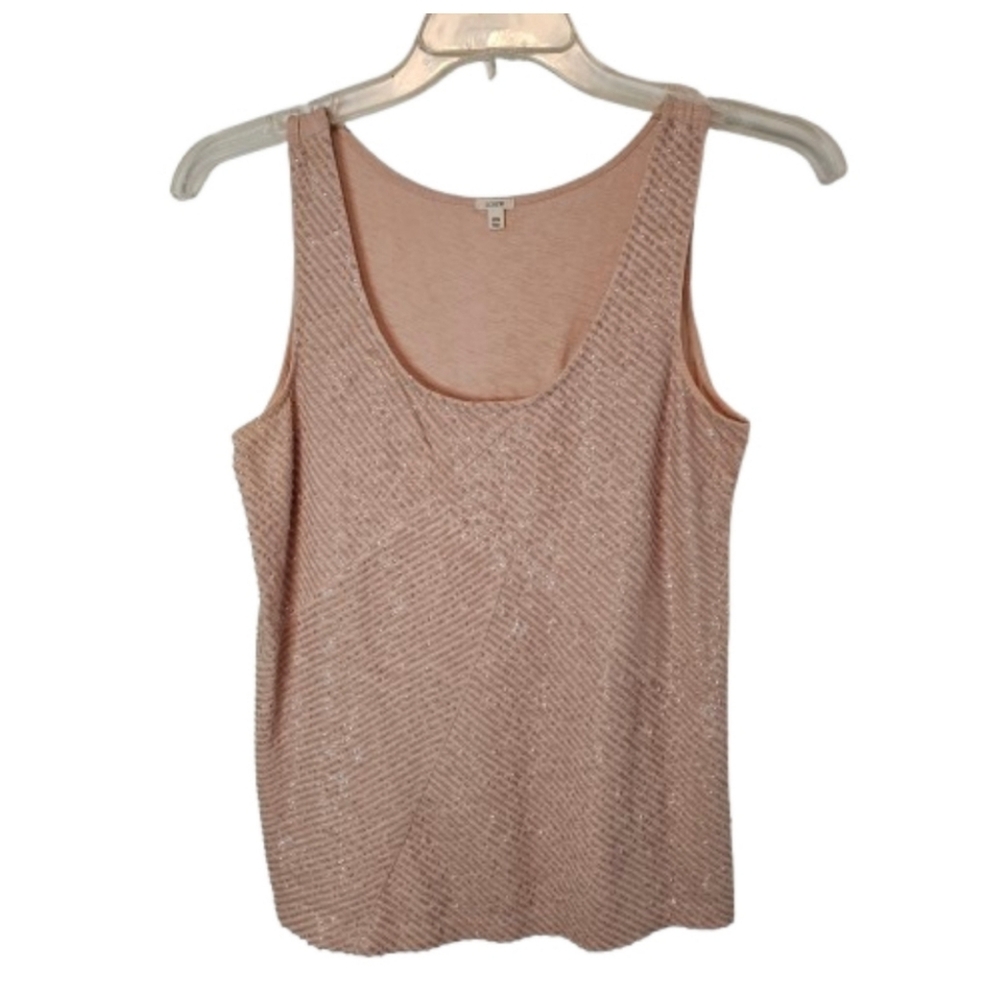 J.Crew Sequin Chevron Tank Top XS Nude Champagne Pink Cotton 49373